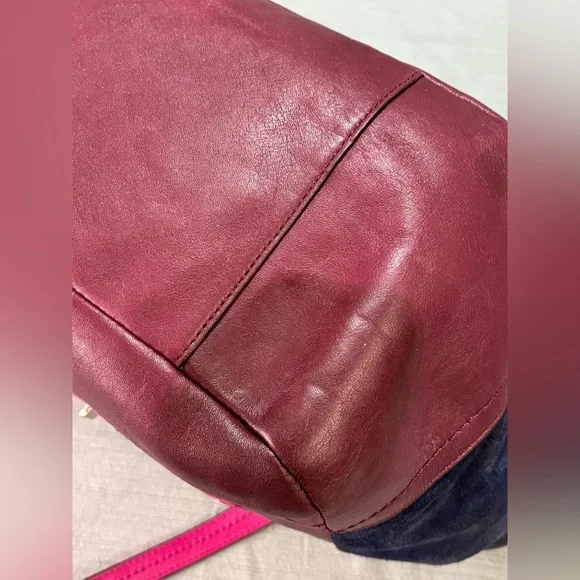 Coach Park Quilted Color Block Carrie tote handbag Pink Navy Burgundy leather - Picture 9 of 16